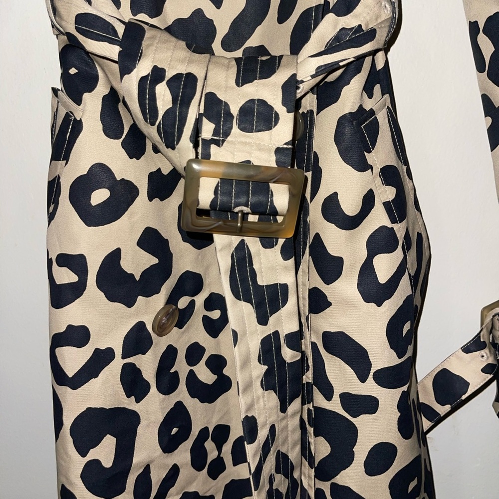 Leopard Print Women's Trench Coat - Picture 6 of 13